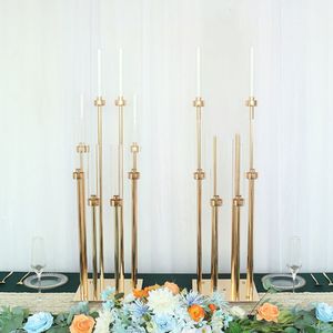 Dekoration 8/10/12 huvuden Metal Candlestick Home Room Decor Candles Candle Holder Glass Akryl Cover Wedding Decoration Table Centerpieces Imake728