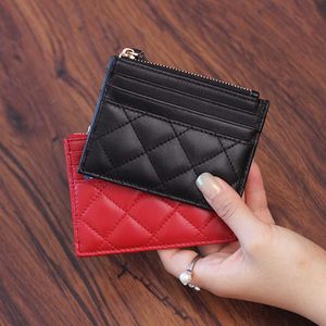 Wallets Women's Holder Luxury Brand Women Zipper Purse Soft Sheepskin Leather Wallet Diamond Coin Bag Designer Zero Wallets G230327