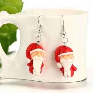 Dangle Earrings 1Pair Fashion Christmas Stud For Woman Creative Cute Cartoon Santa Claus Soft Clay Girls Jewelry Gift