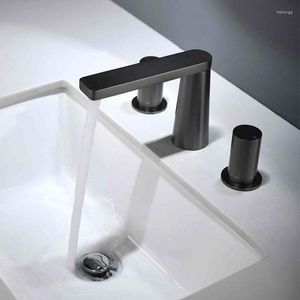 Bathroom Sink Faucets Wash Basin Faucet Double Handle Three Hole Split Piece Cold And Brass Bathtub Water Taps