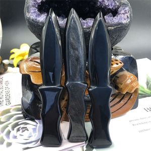 Outra decoração da casa Cristais de quartzo natural Dagger obsidiana de faca esculpida Men Men Magic Magic Amulet Sword Supplies Cura Cristal Stone 230327