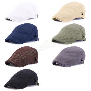 Plain Newsboy Men's Hat Flat Cap Fashion Cotton Solid Color Newsboy Cap Adjustable Driving Cap Painters Hat