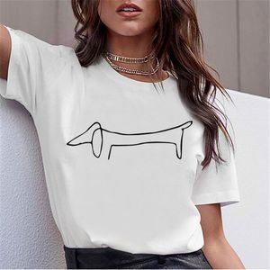 Kadın Tshirt Dachshund Pug Teckel Komik T Shirt Kadın Harajuku Sevimli Köpek Tshirt Pit Bull Tshirt Üstü Kadın 230327