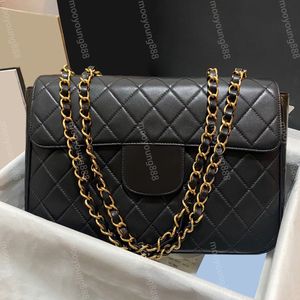 10a Mirror Quality Designer Classic Single Flap Bag 30cm Vintage Maxi Black Quilted Purse Womens Real Leather Sheepskin Handväska