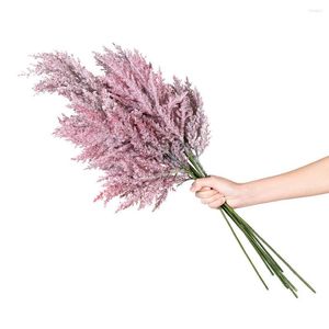 装飾的な花5pcs/lotラテックス人工植物葉のピンクの紫色の花嫁の花の飾りホームウェディングウォール背景装飾偽物