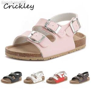 Sandals Cork Kids Solid Sandals Gladiatus Comfortable Soft Sole Buckle Strap Children Sandals for Little Girls Boys Summer Shoes 3T-12T W0327