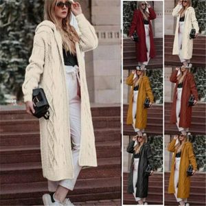 Kadın Örgü Tees Fashion Hardigan ceket tıknaz örgü artı Boyut İngiltere Kış önü uzun kadın kazak açık