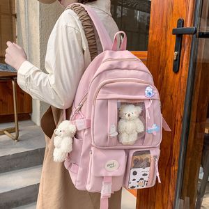 Школьные сумки японские высокие девушки рюкзак для подростков мульти -карманы каваи, женщины хараджуку милый мочила 230317