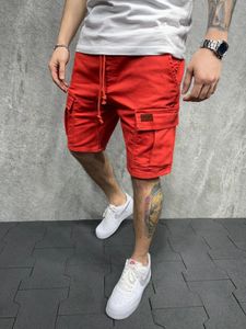 Mäns shorts Men sommarbyxor och shorts vävda fickpasta läderlastshorts Homme Classic Brand Clothing Casual Shorts 230327