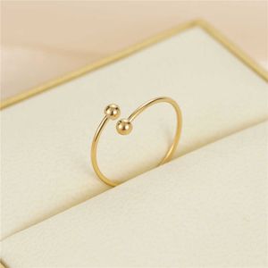 Band Rings Anslow Fashion Elegant Adjustable Lover's Couple Thin Gold Plated Color Double Ball Finger Charm Twist Open Joint Ring Jewelry G230327