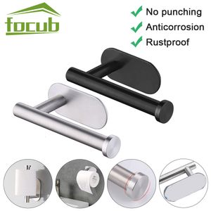 Storage Holders Racks No Punching Wall Mounted Toilet Paper Holder Rustproof Anticorrosion Stainless Steel Bathroom Kitchen Roll Paper Toilet Holder 230327
