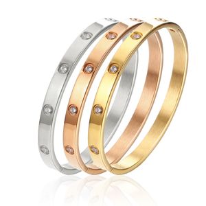 HBP Gold Diamond Tennis Bracelets Love Bangles Stainless Steel Jewelry Cubic Zirconia Women Bangles Cuffs Bangles Brand Couple Female Fashoin Wedding Gifts