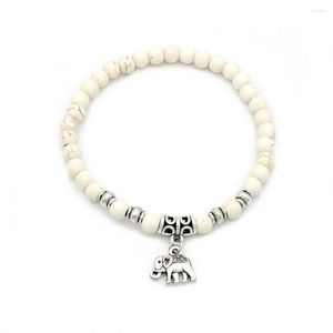 Charm Bracelets Bijoux Elephant Bangles White Natural Stone Bracelet For Women Pulseiras Femininas Boho Jewelry Gift