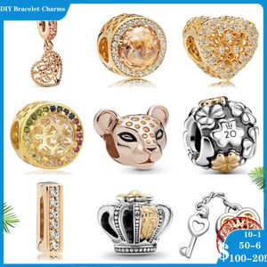 925 SIVER BEADS CHARMS PARA PANDORA CHARM BRACELETS Designer para mulheres Sparkling Lion Crown Silver 925 Charm Bead DIY Mulheres Jóias Fazendo Berloque