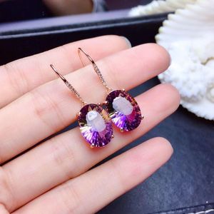 Studörhängen 925 Silver Fashion Imitation Natural Amethyst Crystals Inlaid Tourmaline Earring For Women Fine Jewelry Wholesale