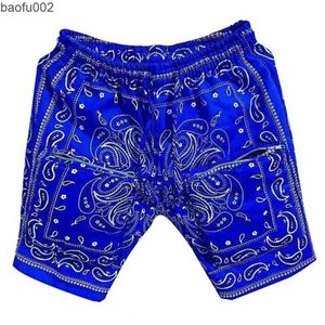 Männer Shorts Dropshipping Paisley Mode Hip Hop 70er Jahre Bandana Afrikanischer Digitaldruck Hohe Taille Schwarz Lässige Sport Boardshorts für Männer W0327