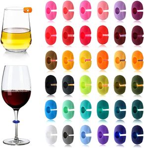 BarTools 36 Pieces/set Wine Glass Marker Color Random Silicone Wine Glass Marker Juice Glasses Cup Labels Tags for Outdoor Wedding Engagement