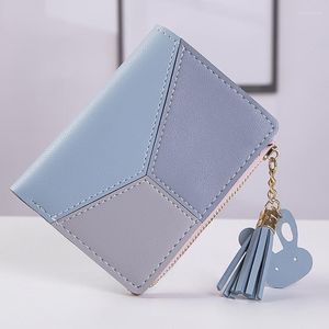 Portfele krótkie Hasp Zipper Women Geometryczne patchwork Śliczna modyfikowana torebka Dziewczyna Modna panele na karty Uchwyt monety Monety Bags Student