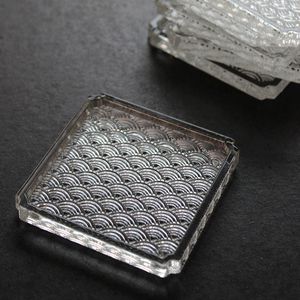 Table Mats & Pads Japanese Style Sea Lines Glass Tea Cup Saucer Mat Pad For Coffee Square Round AccessoriesMats MatsMats