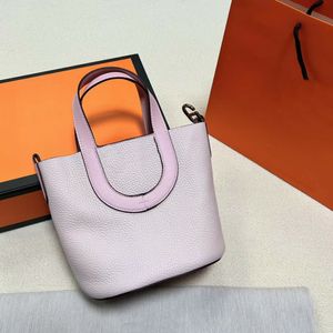 Recentemente, designer nas bolsas de caçamba de loop lichchee padrão de couro de bezerro real bolsas de maça