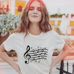 Women's T Shirts Female Casual Camisetas Mujer Hipster Summer Women Short Sleeve T-Shirt Music Notes Print Graphic Harajuku Tees Tops