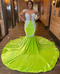2023 Arabic Aso Ebi Green Mermaid Prom Dresses Beaded Lace Evening Formal Party Second Reception Birthday Engagment Gowns Dress ZJ2021