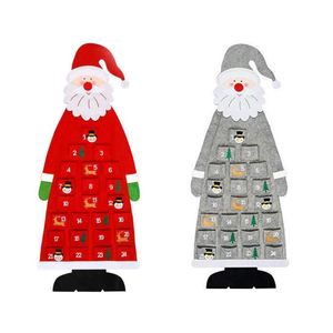 Decorações de Natal Contagem regressiva Papai Noel Felt Feld Advent Calendar Tree pendurada ornamentos pendentes decoração para decoração de casas de referência