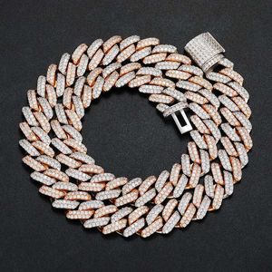 14 mm di lusso in oro 18 carati placcato gioielli con diamanti ghiacciati catena a maglie cubane Miami per collana da uomo e donna