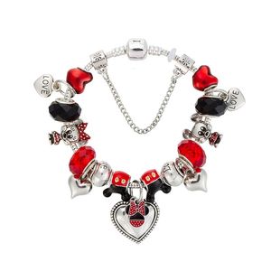 Fashion 925 Sterling Silver Cartoon Mouse Star Love Heart Unicorn Wars Murano Lampwork Glass European Charm Beads Ciondola Adatto Pandora Charm Bracciali Collana