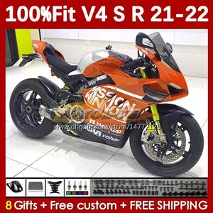 Motorcykelkropp för Ducati Street Fighter Panigale V4S V4R V 4 V4 S R 21 22 2021 2022 BODY 167NO.94 V-4S V4-R V-4R V4-S 2018-2022 Injektion Mögelmässor Orange Dark Dark