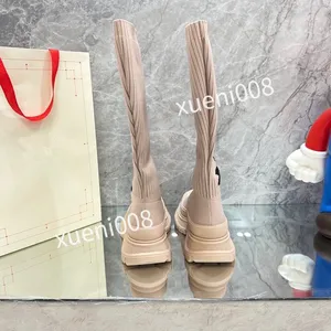 2023Top New Autumn Socks Flat Long Boots Fashion Sticked Elastic Boot Designer Alphabetic Lady Letter Thick Platform Women Shoes Large