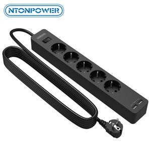 Sockets NTON MULTILHA DE PAREDE TRILHA USB COM PRETETE DE EXTENSÃO DO CORDO DE PROTETOR DE PROTECTOR ELÉTRICA Plugue EU para filtro de rede doméstica Z0327