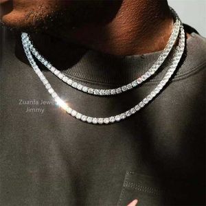 3mm 4mm 5mm 8in 18in Iced Out Top Quality White Gold Color 14K Yellow Cubic Zircon Tennis Chain Necklace