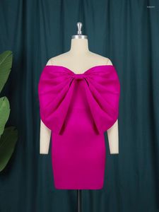 Casual Dresses Wedding Guest Party Big Bow Slim Mini Rose Red Bodycon Dress Chic Strapless Women Size