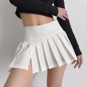 Юбки лето высокая талия юбки женская сексуальные мини -юбки винтажная одежда плиссированная юбка корейская модная теннисная юбка короткие белые 230328