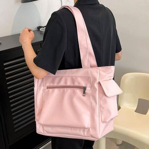 Akşam çantaları bayanlar omuz çanta düz renkli çanta çoklu cepler tote naylon tasarım kadın el çantası kız kitap seyahat alışveriş