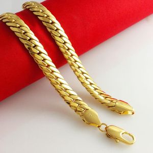 Catene Gioielli da uomo spessa Giallo Oro riempito Necklace a catena a spina di pesce 24 24