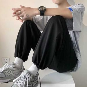 Herrenhosen Hip Hop Jogginghose Hellgrau Baggy Wide-Beine gerade leges Casual Krawatte Füße Hosen Männliche Herbst koreanische Stil Mode Y23