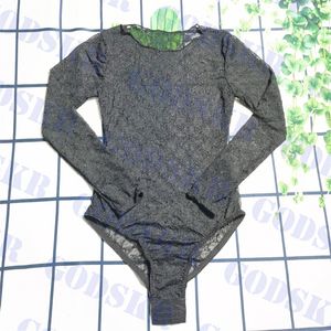 Costume da bagno in pizzo con lettera da donna Bikini a maniche lunghe da donna Costume da bagno intero trasparente