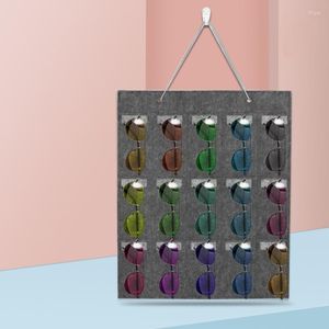 Storage Boxes Wall Sunglasses Organizer 15 Slots Dustproof Glasses Display Hanging Bag Eyeglasses Rack Eyewear Stand Pocket Y5GB