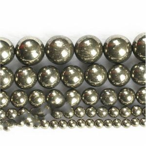 Turkuaz 8mm fctory fiyat doğal taş demir pirit yuvarlak gevşek boncuklar 16 iplik 4 6 8 10 12mm takı için boyut boyutu DIY damlası dhrhq