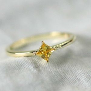 Women's 14K Gold Ring Ring Natural Yellow Diamond Gemstone Jewelry Exquisite Jewelry Ring Wedding 14K Gold Ring Women Z0327