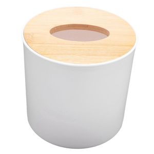 ティッシュボックス - ラウンドホワイトホームルームカーエルボックス木製カバーペーパーナプキンホルダーケースナプキン
