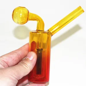 Hookahs Mini Bong de queimador de óleo de vidro grosso para plataformas de água Piú The Water Bubbler Design simples para fumar Acessórios para apanhador de cinzas