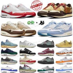 1 87 tênis de corrida para homens e mulheres Big Bubble Red Dirty Denim Cactus Jack Concepts Saturn Gold Baroque Brown Patta x Summit White tênis esportivos ao ar livre 36-47