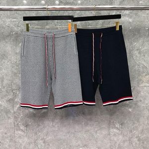 Erkek şort 2023 moda markası sıradan erkekler yaz panelli çizgili spor diz uzunluğu pantolon düz jogger parça