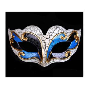 Máscaras de festa nova bola veneziana bola superior rachadura meia face máscara máscara de halloween tema de cosplay dança maquiagem dhitn