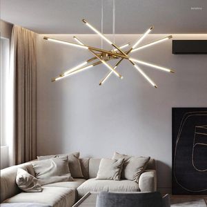 Chandeliers Modern Screw Propeller Led For Living Dining Room Pendant Lamps Iron Art Light Stick Home Decor LOFT Hanging