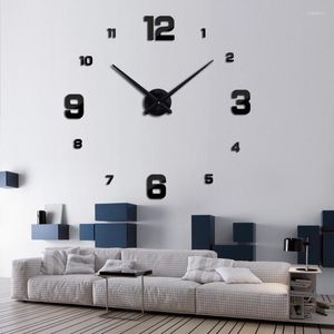 Relógios de parede 3D DIY Creative acrílico espelho Relógio Digital Europa moderna Sala de estar Modern Lar