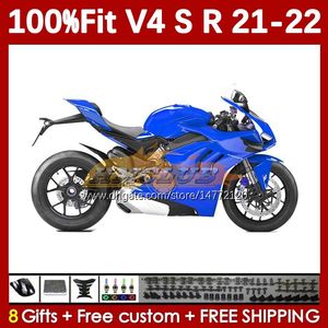 Motorcykelmässor för Ducati Street Fighter Panigale V4S V4R V 4 V4 S R 2018-2022 BODY 167NO.64 V-4S V-4R V4-S V4-R 21 22 2021 2022 Injektion Molding BOLYWORK Full Blue Stock